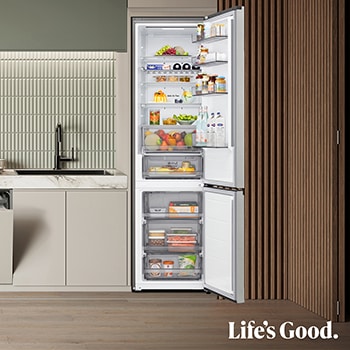 LG Frigorífico Combi | LG GBBS313CPY DoorCooling+, 1,86m, capacidad de 333l, Serie 300, Clasificación C, Inox antihuellas, GBBS313CPY